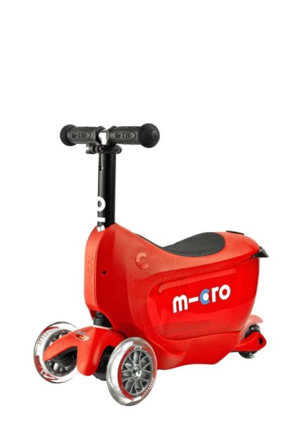 hulajnoga Mini Micro Deluxe 2GO PLUS Czerwona widok na jeździk z przodu w wersji bez prowadnika