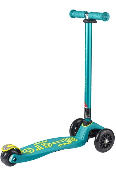 hulajnoga Maxi Micro Deluxe Petrol Green widok od tyłu z opuszczoną kierownicą