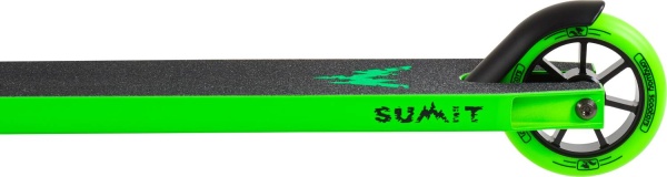 hulajnoga wyczynowa Longway Summit Green zbliżenie tylne koło i hamulec flex fender