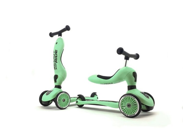 jeździk hulajnoga trójkołowa Scoot And Ride Highwaykick 1+ Kiwi widok dwóch funkcji