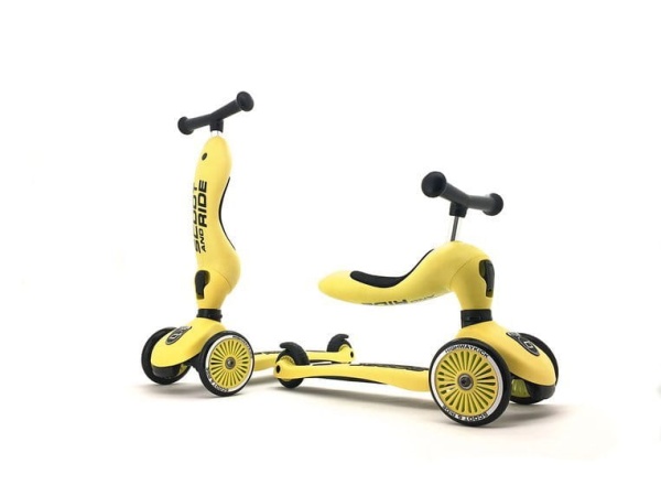 jeździk hulajnoga trójkołowa Scoot And Ride Highwaykick 1+ Lemon obie funkcje
