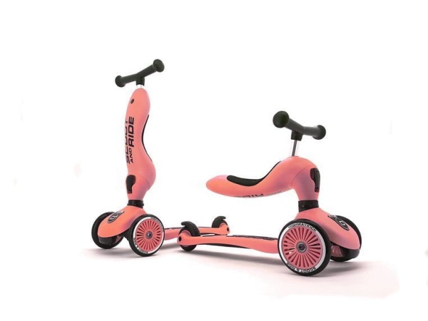 jeździk hulajnoga trójkołowa Scoot And Ride Highwaykick 1+ Peach obie funkcje jeździka i hulajnogi