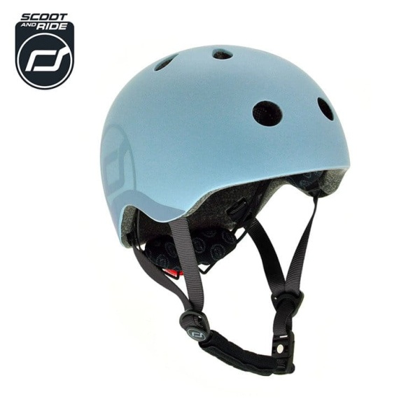 kask dla dzieci Scoot And Ride 3+ S-M Steel widok główny z logo