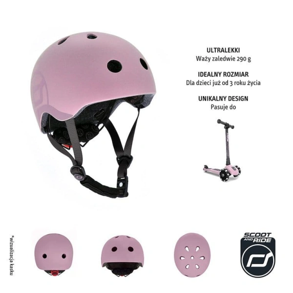 kask dla dzieci Scoot And Ride 3+ S-M Rose widok z różnych perspektyw