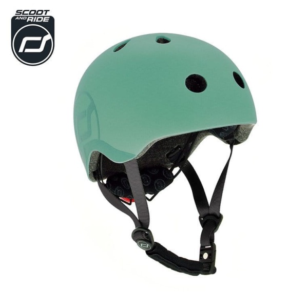 kask dla dzieci Scoot And Ride 3+ S-M Forest widok główny z logo