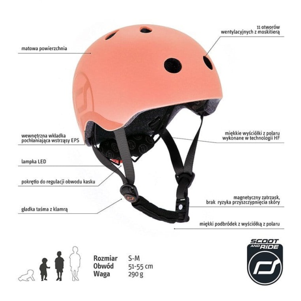Kask dla dzieci SCOOTANDRIDE  S-M 3+ Peach specyfikacja
