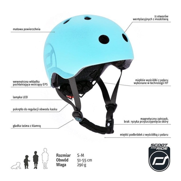 kask dla dzieci Scoot And Ride 3+ S-M Blueberry specyfikacja