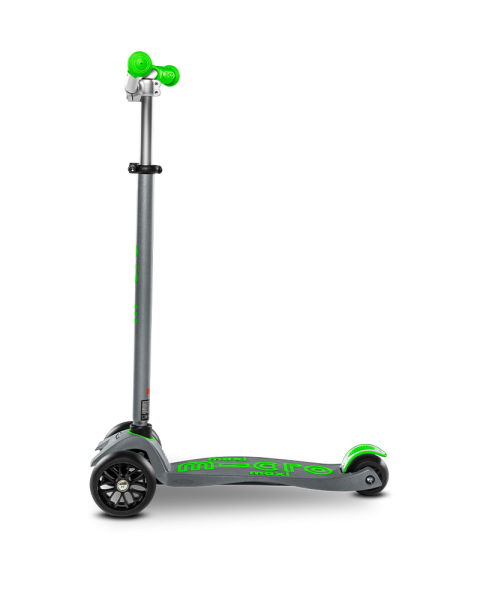 hulajnoga Maxi Micro Deluxe PRO Grey Green widok od boku z podniesioną kierownicą