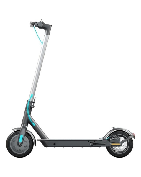 hulajnoga elektryczna Motus Scooty 10 Lite szaro-srebrna z błękitnymi akcentami - widok od boku