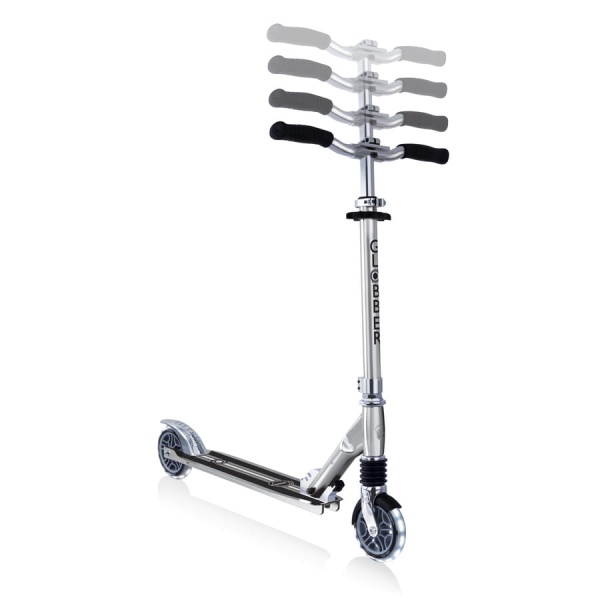 hulajnoga Globber Flow Element Comfort Lights Silver widok stanów regulacji kierownicy