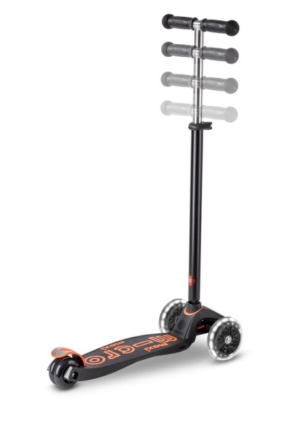 hulajnoga Maxi Micro Deluxe LED Black Orange widok regulacji kierownicy