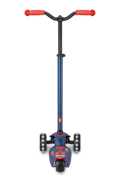 hulajnoga Maxi Micro Deluxe PRO LED Navy Red widok tył z podniesioną kierownicą