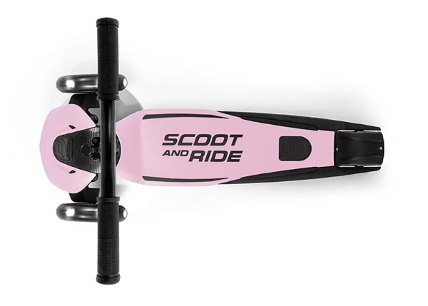 ScootAndRide Highwaykick 5 LED Hulajnoga trójkołowa balansowa ze świecącymi kółkami 5 Plus Rose widok od góry