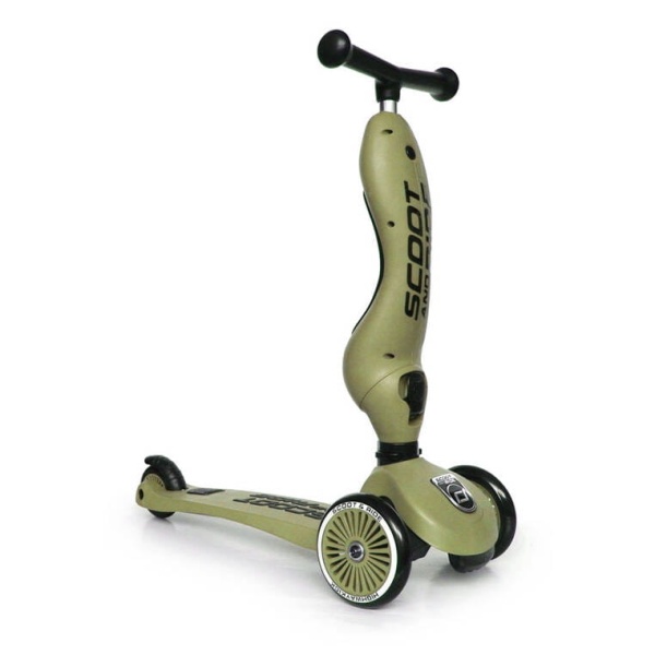 jeździk hulajnoga trójkołowa Scoot And Ride Highwaykick 1+ Olive funkcja hulajnogi
