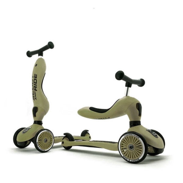 jeździk hulajnoga trójkołowa Scoot And Ride Highwaykick 1+ Olive obie funkcje