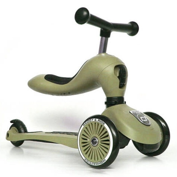 jeździk hulajnoga trójkołowa Scoot And Ride Highwaykick 1+ Olive funkcja jeździka