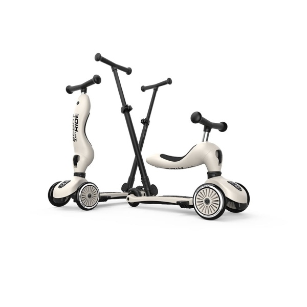 SCOOTANDRIDE Highwaykick 1 Push and Go Ash dwie funkcje jeździk i hulajnoga z rączką do prowadzenia