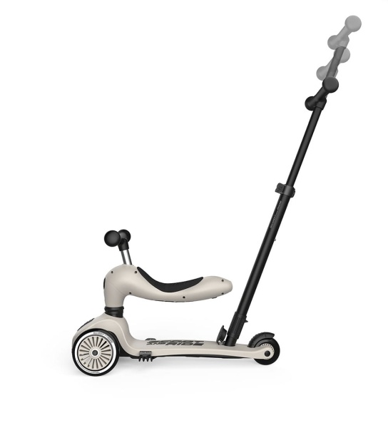 SCOOTANDRIDE Highwaykick 1 Push and Go Ash jeździk z rączką do prowadzenia i podnóżkiem widok od boku