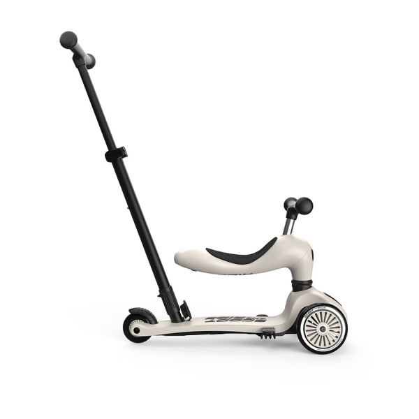 SCOOTANDRIDE Highwaykick 1 Push and Go Ash jeździk z rączką do prowadzenia i podnóżkiem widok od prawej strony