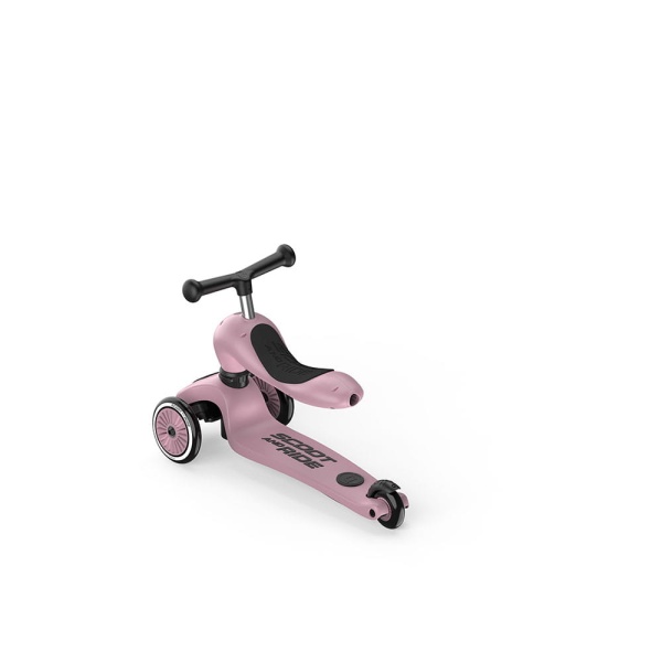 SCOOTANDRIDE Highwaykick 1 Push and Go 2 w 1 Jeździk i hulajnoga z rączką do prowadzenia Wildberry  widok jeździka z tyłu