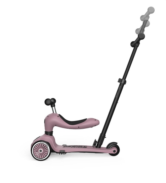 SCOOTANDRIDE Highwaykick 1 Push and Go 2 w 1 Jeździk i hulajnoga z rączką do prowadzenia Wildberry  widok z lewego boku