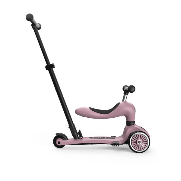 SCOOTANDRIDE Highwaykick 1 Push and Go 2 w 1 Jeździk i hulajnoga z rączką do prowadzenia Wildberry  widok z prawego boku