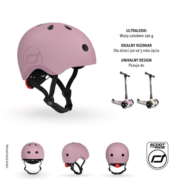 kask dla dzieci Scoot And Ride 3+ S-M Wildberry widok z różnych perspektyw