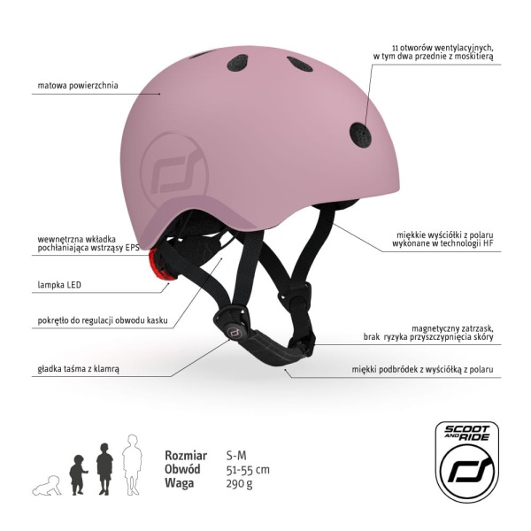 kask dla dzieci Scoot And Ride 3+ S-M Wildberry specyfikacja