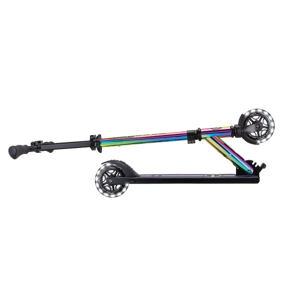 Globber hulajnoga Flow Element Lights Neochrome widok złożonej od boku
