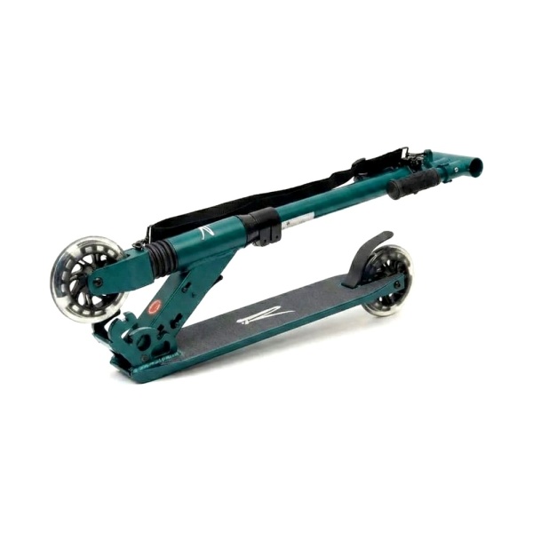 Hulajnoga dziecięca Rideoo 120 City Scooter LED Turquoise widok po złożeniu