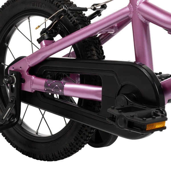 Huffy rowerek dziecięcy Literide Alu 14" 24215W Różowo Koralowy osłona łańcucha