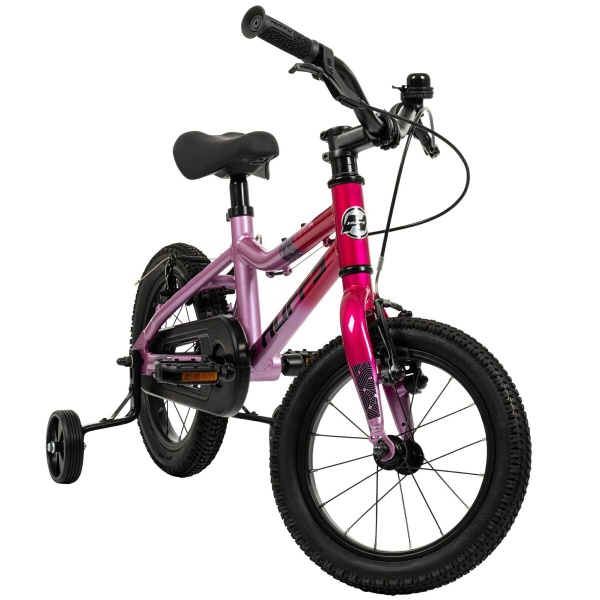 Huffy rowerek dziecięcy Literide Alu 14" 24215W Różowo Koralowy widok od frontu