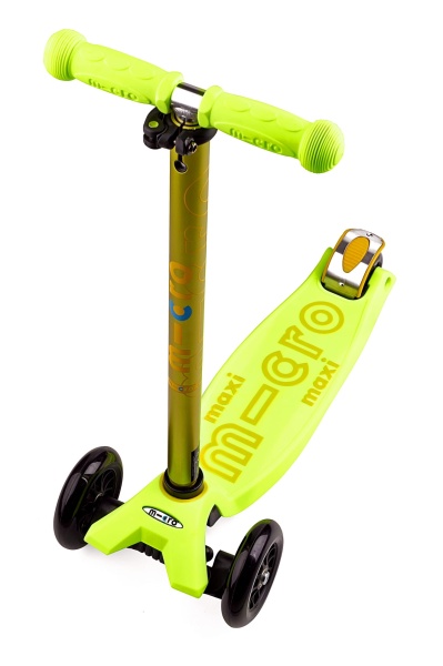 hulajnoga Maxi Micro Deluxe Yellow widok od przodu i od góry