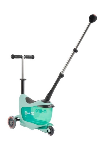hulajnoga Mini Micro Deluxe 2GO PLUS Miętowa widok z tyłu wersja z siedziskiem i prowadnikiem