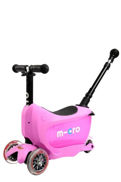 hulajnoga Mini Micro Deluxe 2GO PLUS Różowa widok z przodu w wersji jeździka