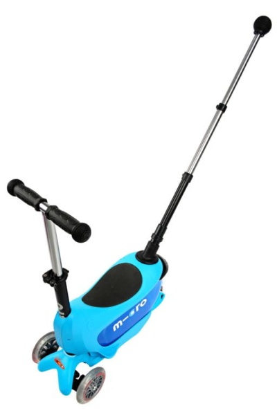 hulajnoga Mini Micro Deluxe 2GO PLUS Niebieska widok od góry wersja jeździk z prowadnikiem