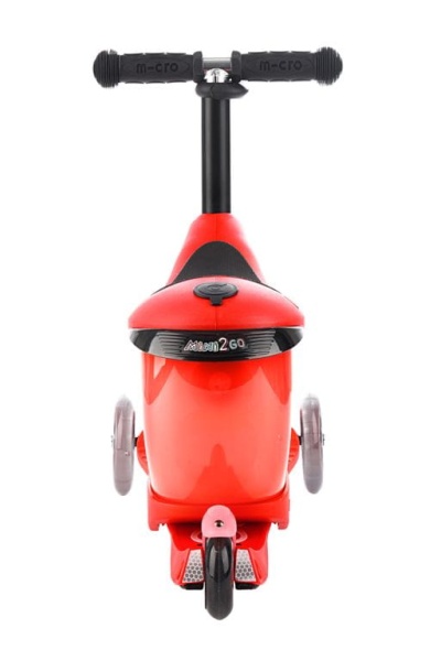 hulajnoga Mini Micro Deluxe 2GO PLUS Czerwona widok na jeździk z tyłu w wersji bez prowadnika
