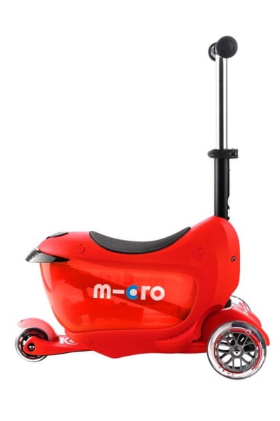 hulajnoga Mini Micro Deluxe 2GO PLUS Czerwona widok na jeździk z prawej w wersji bez prowadnika