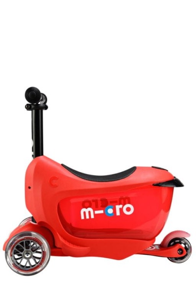 hulajnoga Mini Micro Deluxe 2GO PLUS Czerwona widok na jeździk z boku w wersji bez prowadnika