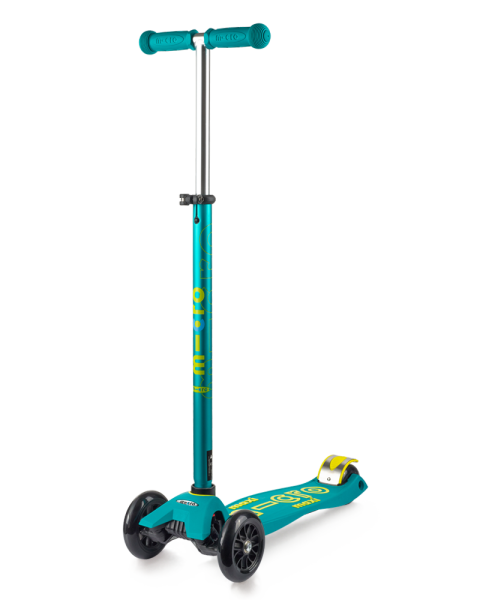 hulajnoga Maxi Micro Deluxe Petrol Green widok od przodu z podniesioną kierownicą