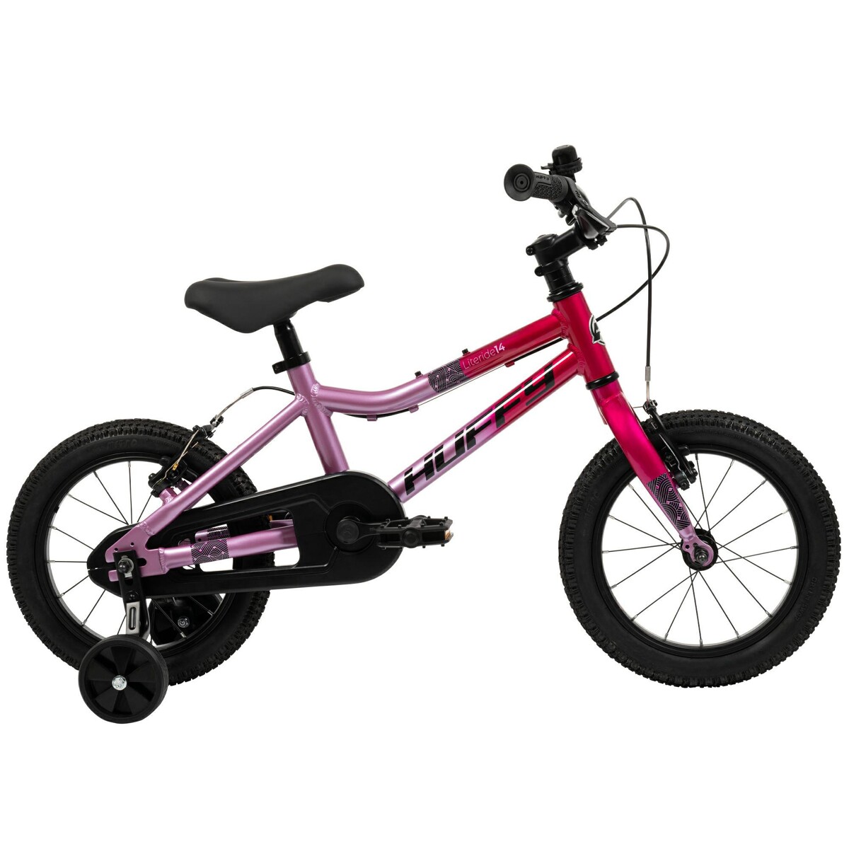 Huffy rowerek dziecięcy Literide Alu 14" 24215W Różowo Koralowy widok od boku